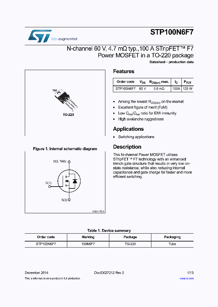 STP100N6F7_8990822.PDF Datasheet