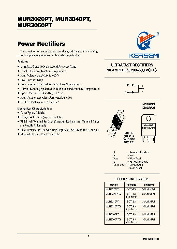 MUR3060PTG_8999006.PDF Datasheet