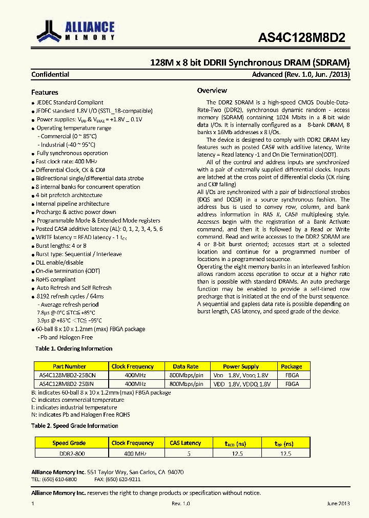 AS4C128M8D2-25BCN_9003659.PDF Datasheet