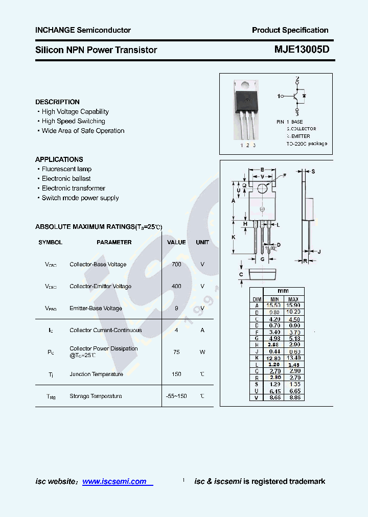 MJE13005D_9004000.PDF Datasheet