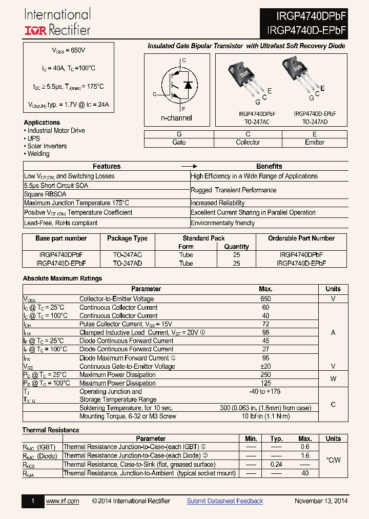IRGP4740DPBF_9010275.PDF Datasheet