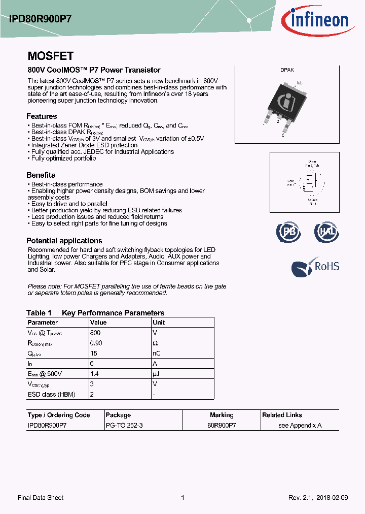 IPD80R900P7_9011715.PDF Datasheet