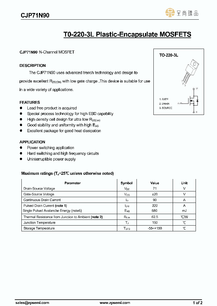 CJP71N90-TO220-3L_9012113.PDF Datasheet