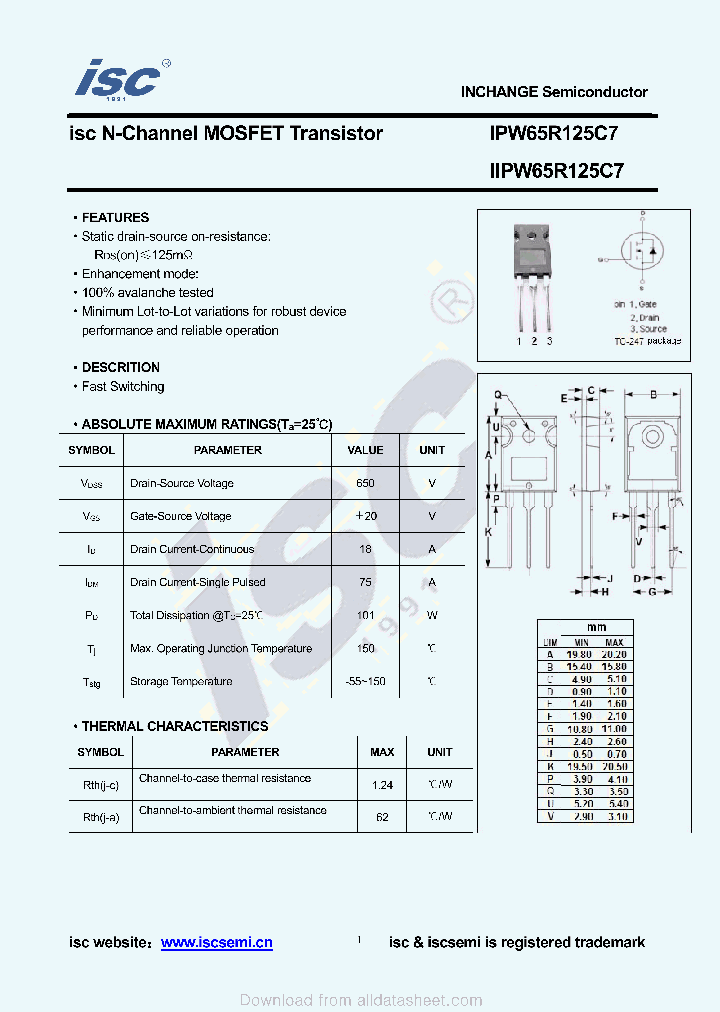 IIPW65R125C7_9014761.PDF Datasheet