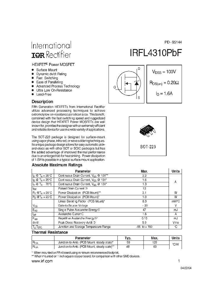 IRFL4310PBF_9019762.PDF Datasheet