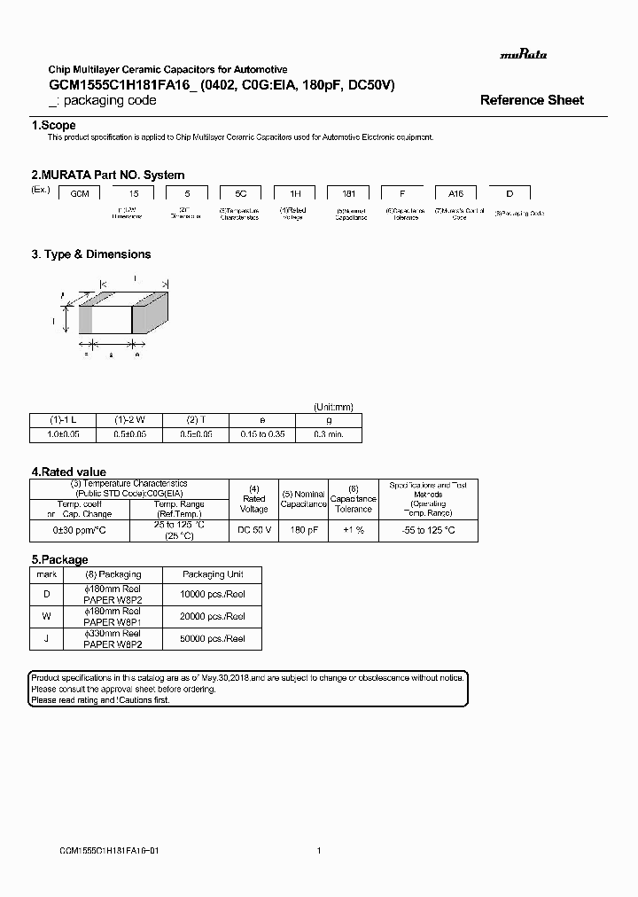 GCM1555C1H181FA16_9020496.PDF Datasheet