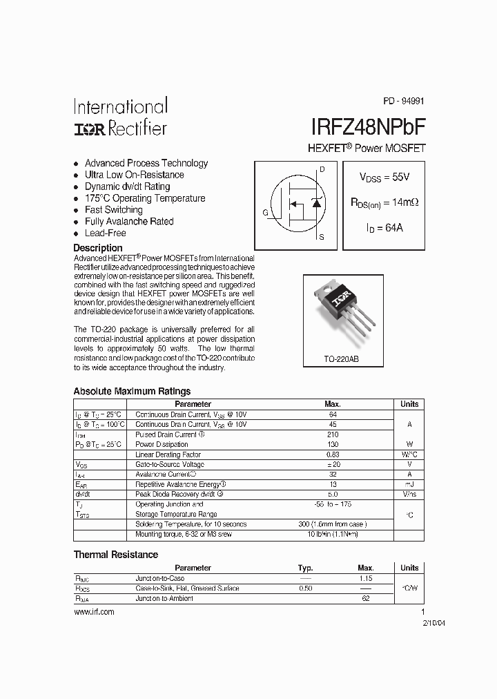 IRFZ48NPBF_9030151.PDF Datasheet