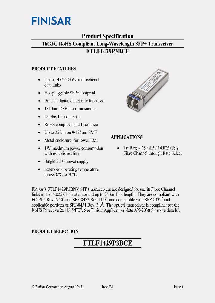 FTLF1429P3BCE_9041206.PDF Datasheet