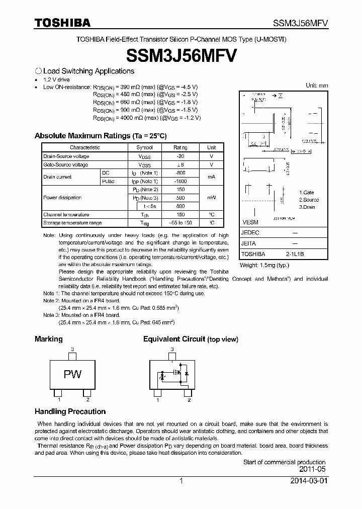 SSM3J56MFV_9043825.PDF Datasheet