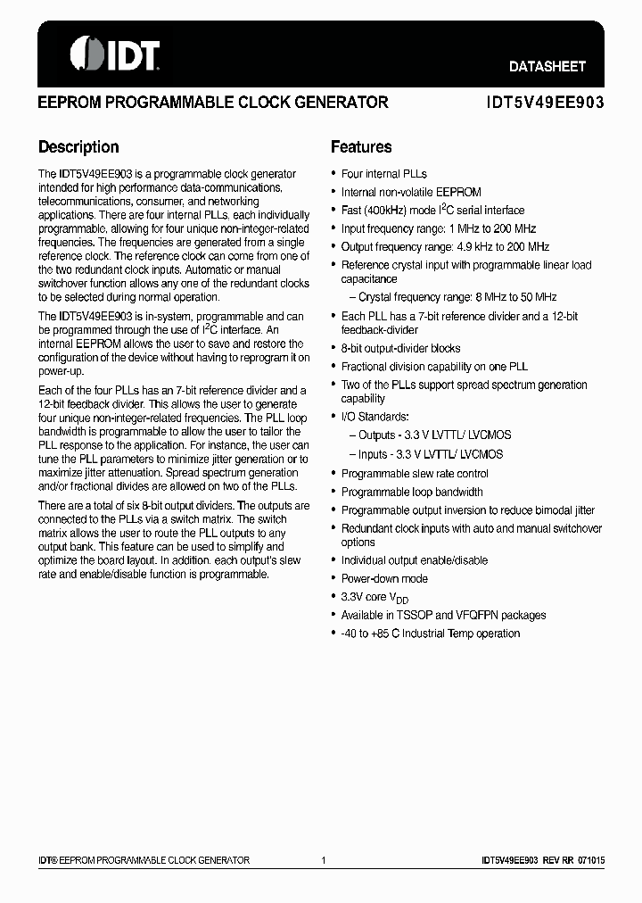 5V49EE903NLGI_9045334.PDF Datasheet