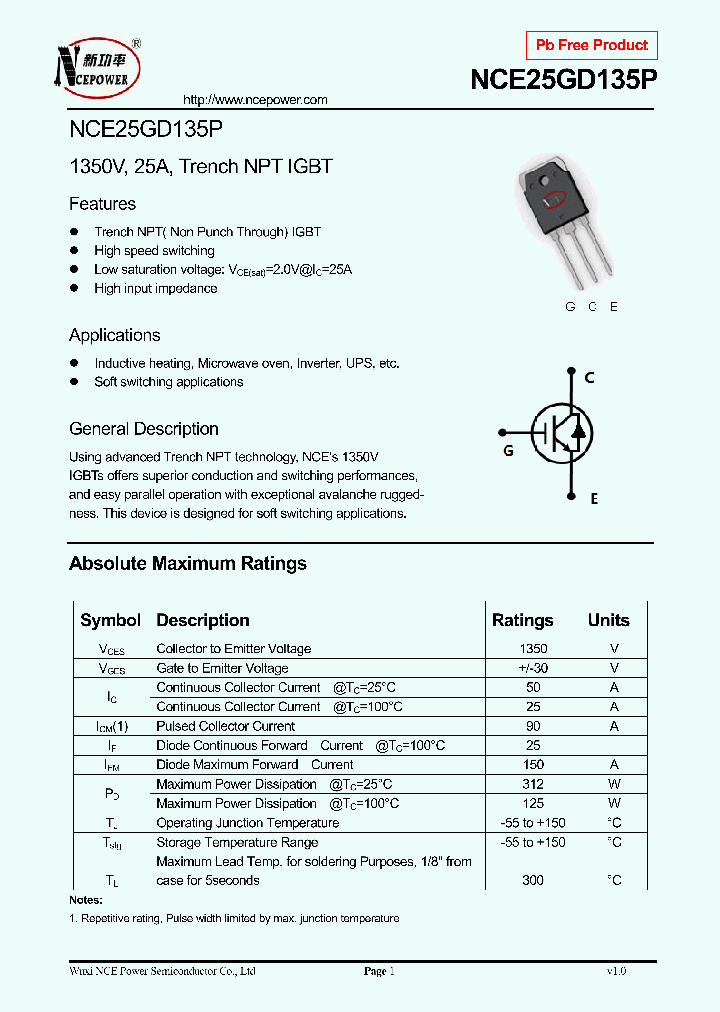 NCE25GD135P_9049600.PDF Datasheet