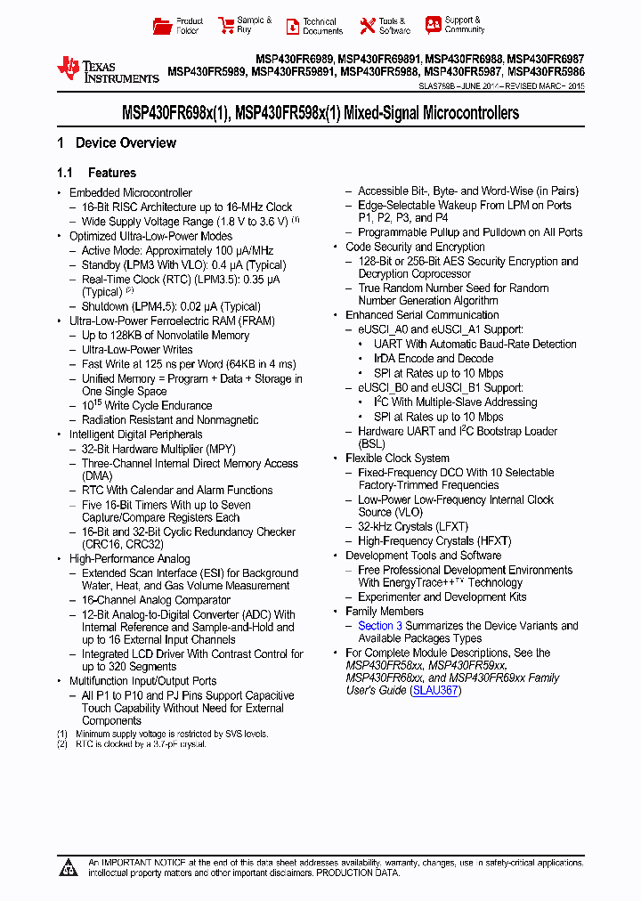 MSP430FR6988IPNR_9054038.PDF Datasheet