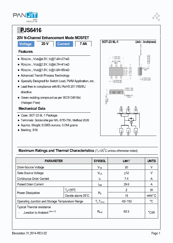 PJS6416_9054396.PDF Datasheet