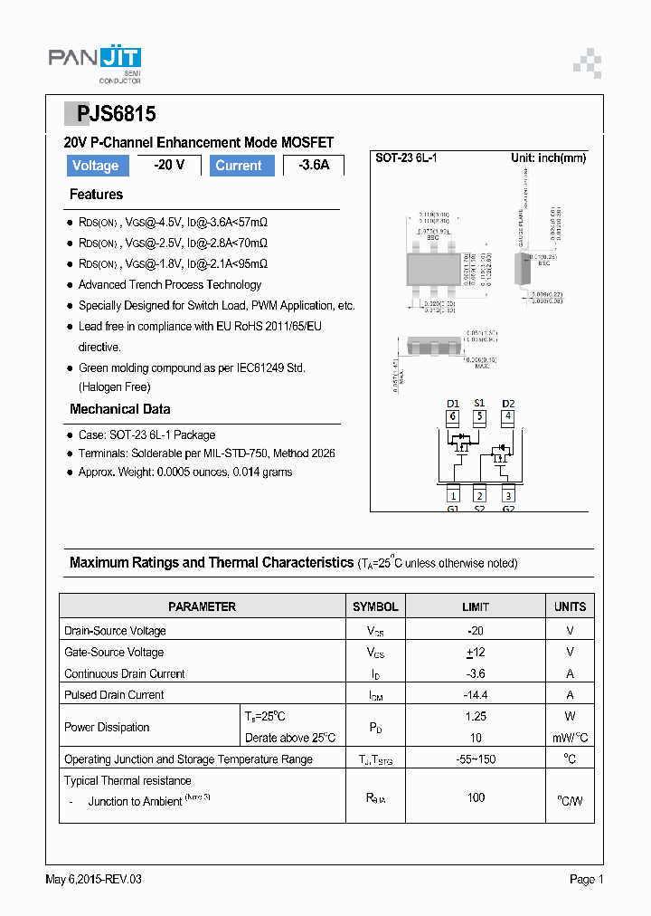 PJS6815_9054410.PDF Datasheet