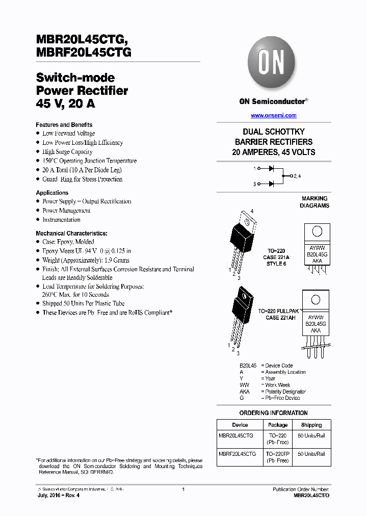 MBR20L45CTG_9054459.PDF Datasheet