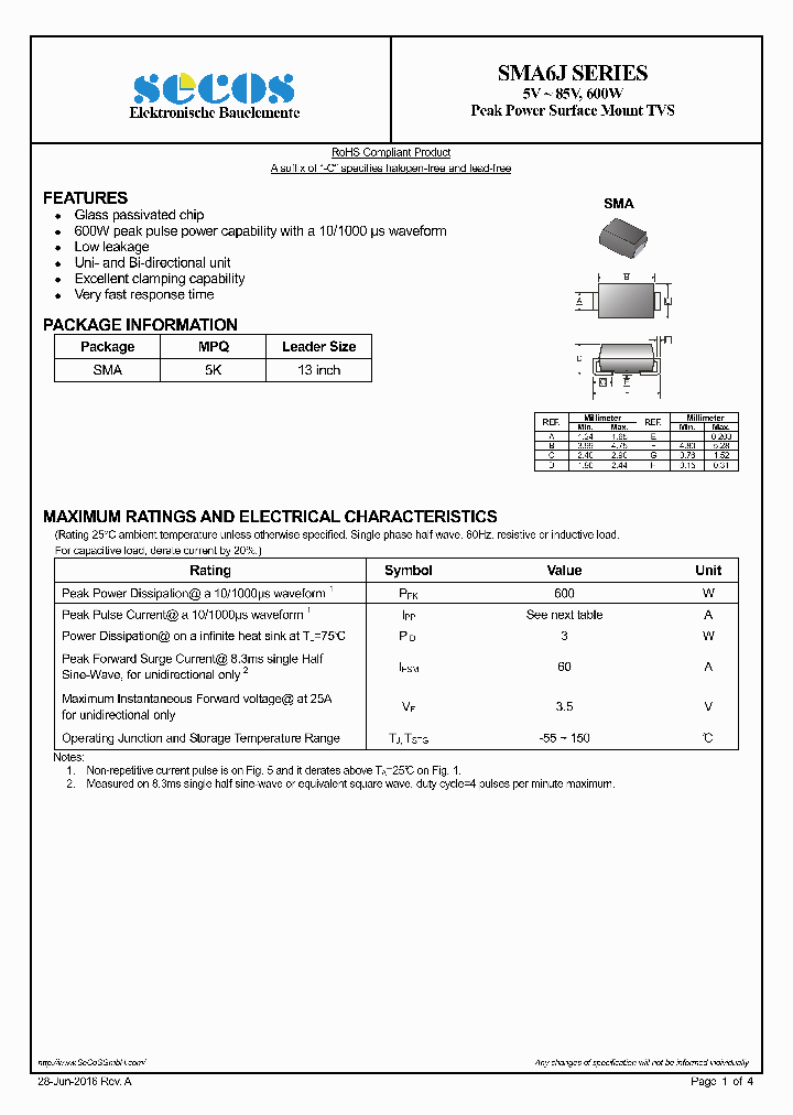 SMA6J60A_9058820.PDF Datasheet