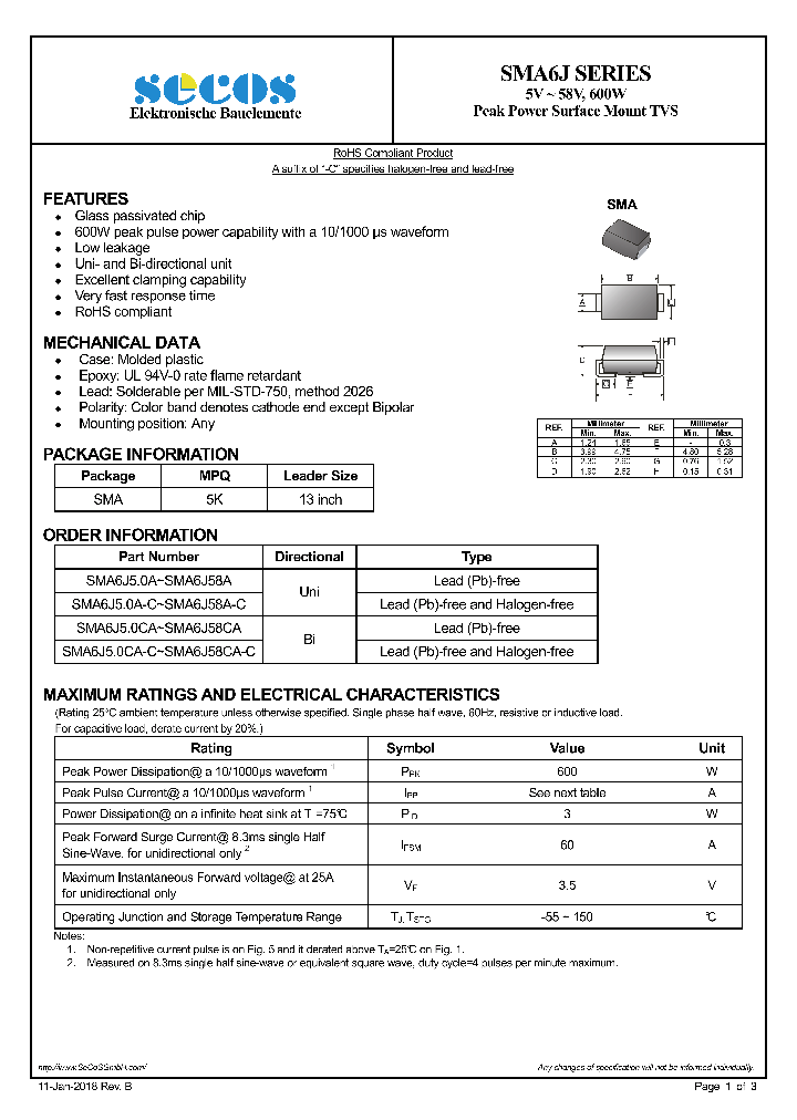 SMA6J60A_9058821.PDF Datasheet