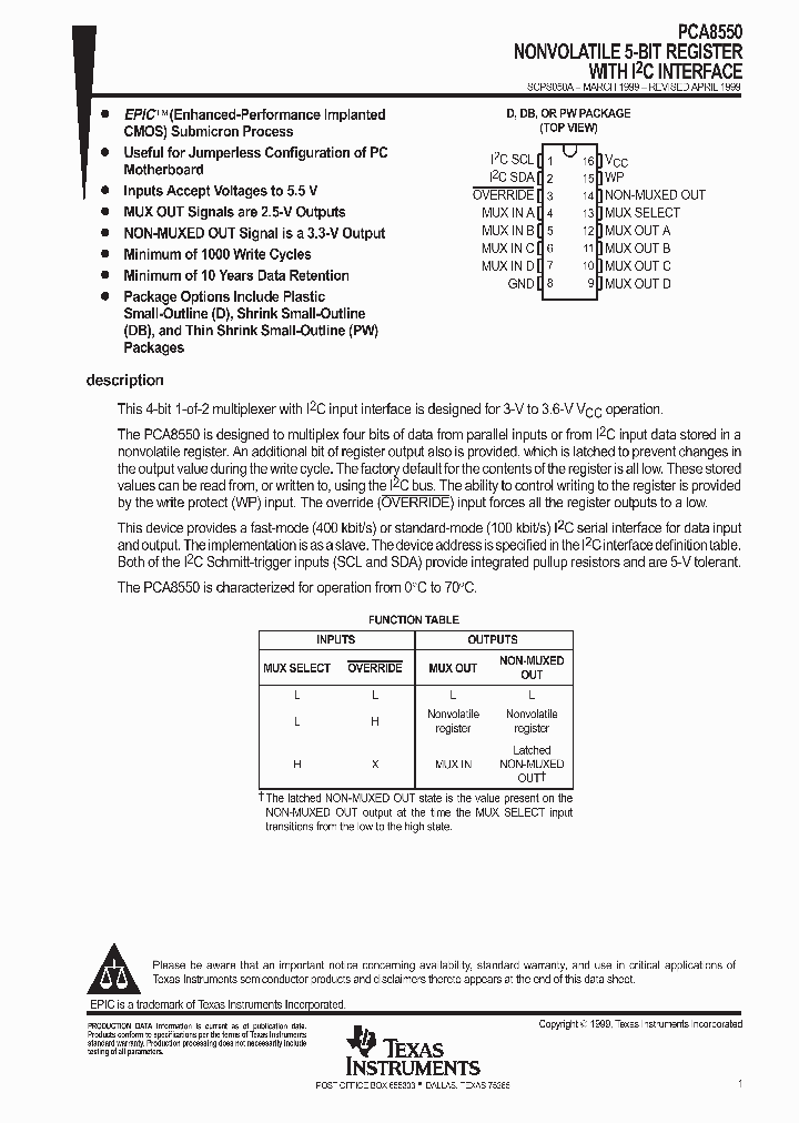 PCA8550DB_9058960.PDF Datasheet