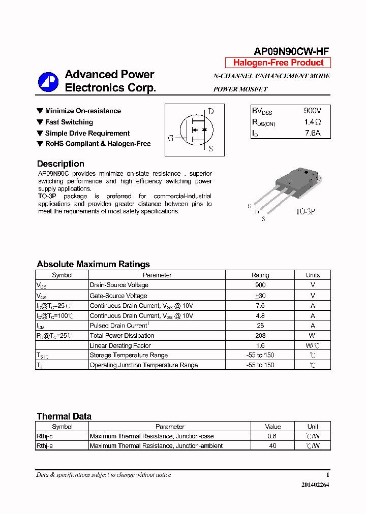 AP09N90CW-HF-14_9060576.PDF Datasheet