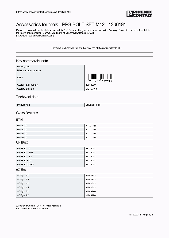 PPS-BOLT-SET-M12_9061090.PDF Datasheet