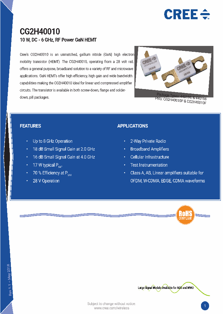 CG2H40010_9061403.PDF Datasheet