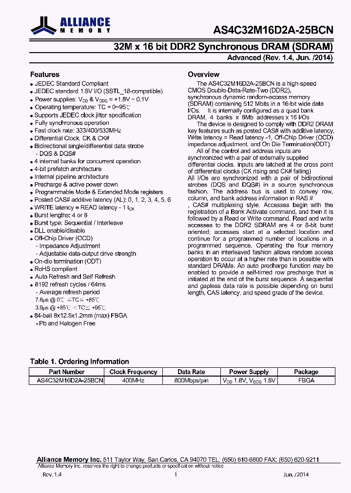 AS4C32M16D2A-25BCN_9061631.PDF Datasheet