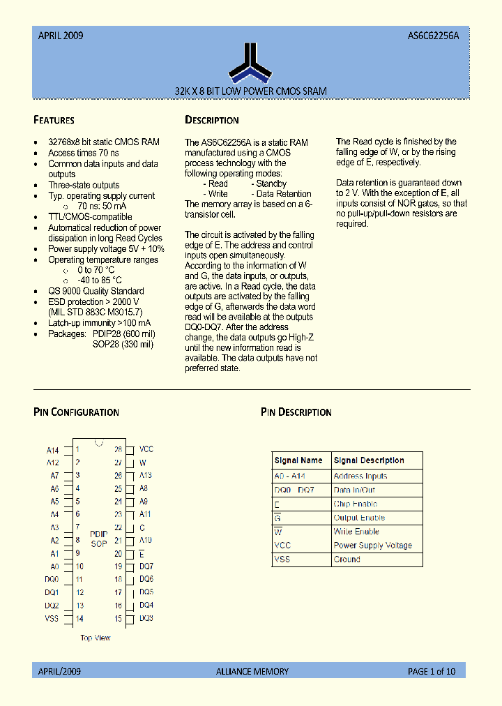 AS6C62256A_9066001.PDF Datasheet