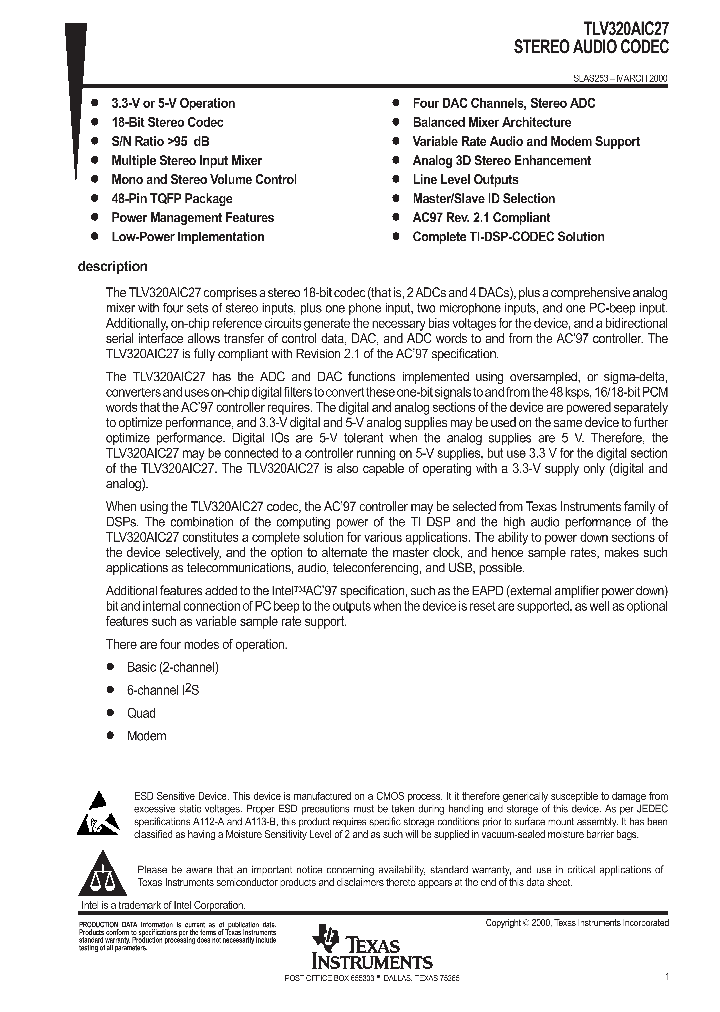 TLV320AIC27PFB_9071448.PDF Datasheet