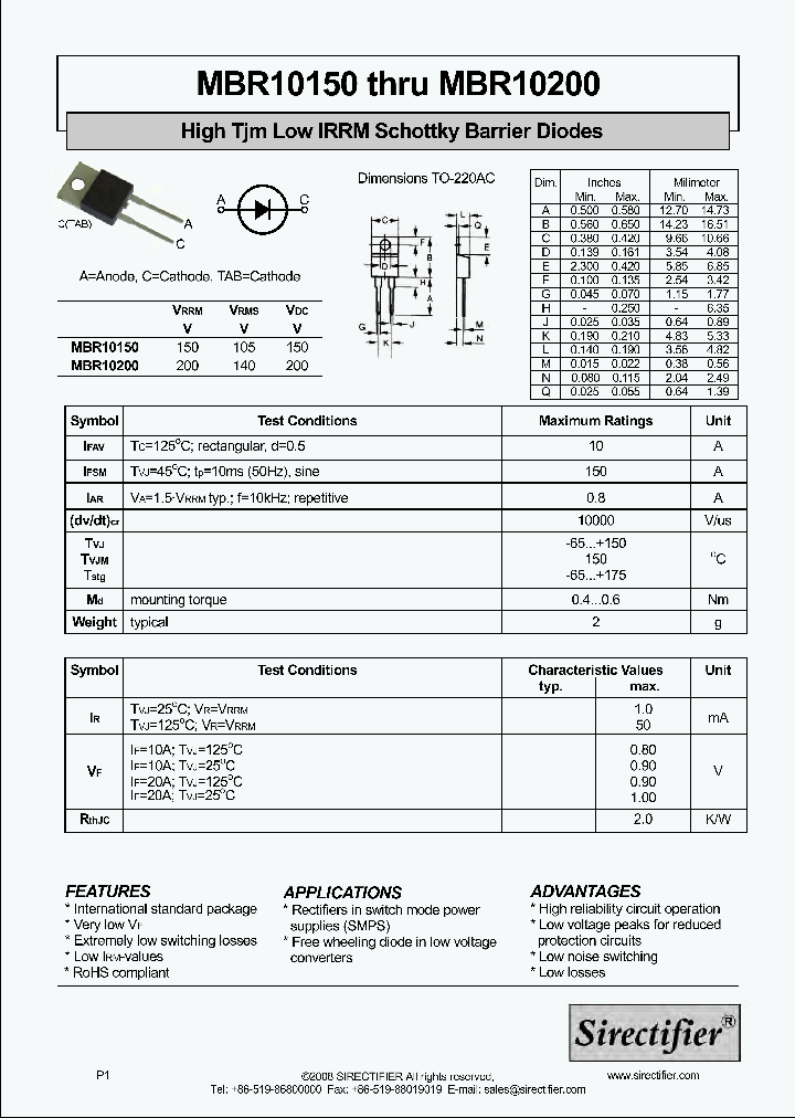 MBR10150_9080931.PDF Datasheet