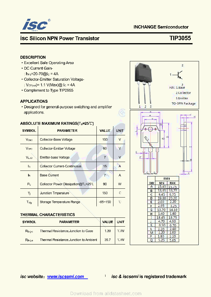 TIP3055_9081737.PDF Datasheet