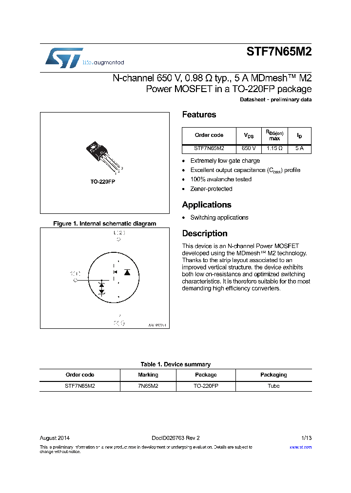 STF7N65M2_9081866.PDF Datasheet