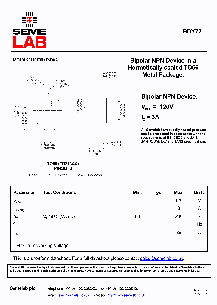 BDY72_9090139.PDF Datasheet