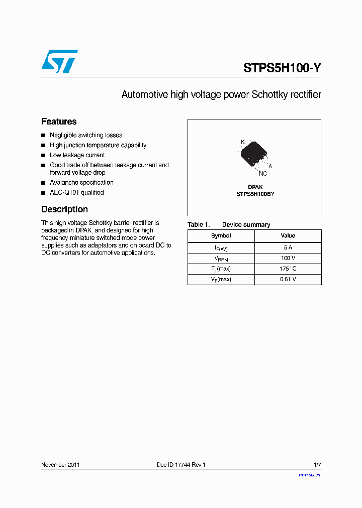 STPS5H100-Y_9097661.PDF Datasheet