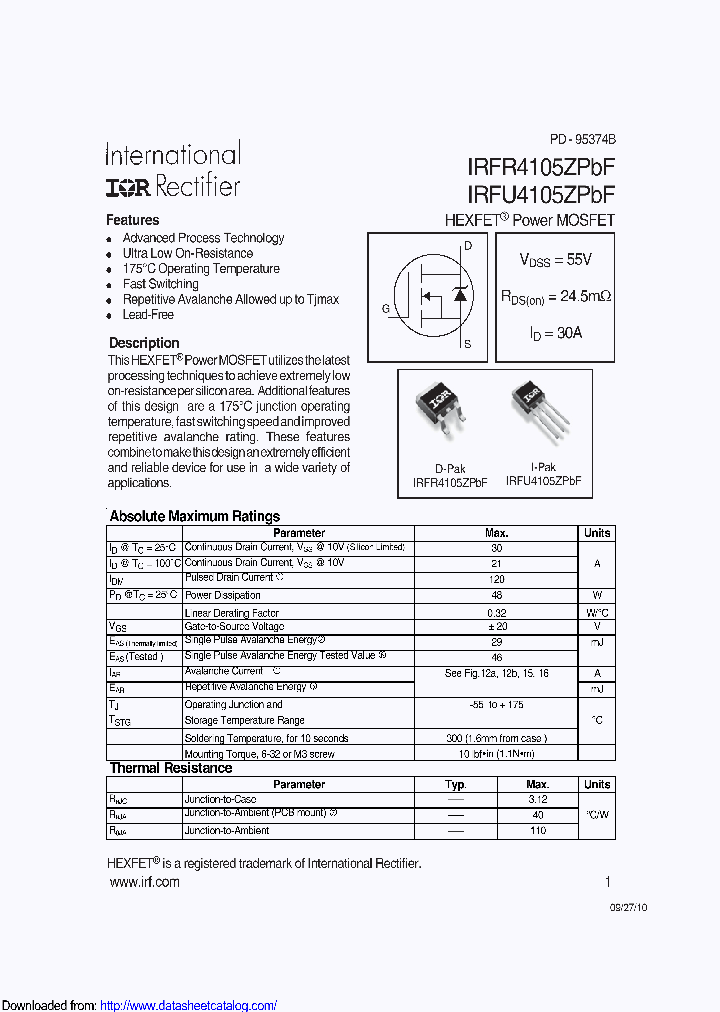 IRFR4105ZTRLPBF_9105965.PDF Datasheet