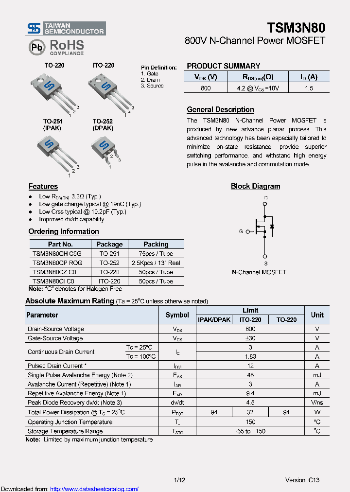 TSM3N80CI_9107500.PDF Datasheet